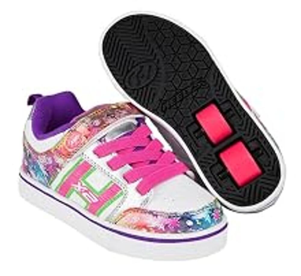 Heelys Girls Bolt Plus X2 Dual Wheels Shoes, Size 13 Youth, White Pink Rainbow